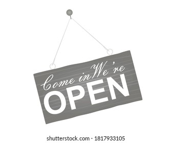 We are open hanging sign. vector illustration