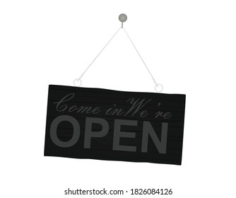We are open hanging sign. vector illustration
