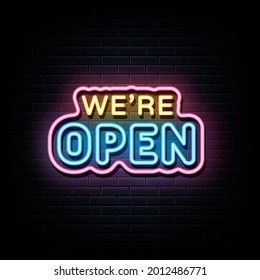 We Open Neon Sign Neon Symbol Stock Vector (royalty Free) 2012486771 