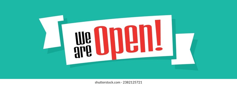 We are open on green background