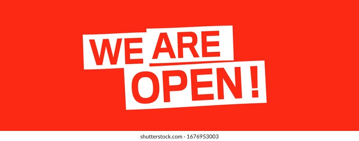 We are open on red background