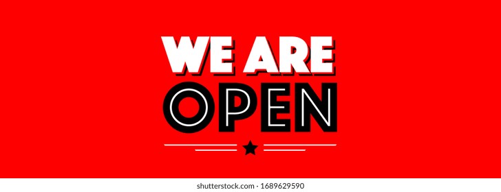 We are open on red background