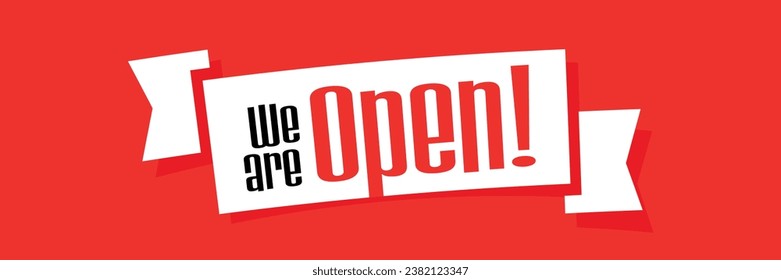 We are open on red background