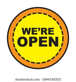 we are open seal stamp line and fill style icon design of Shopping commerce and covid 19 theme Vector illustration