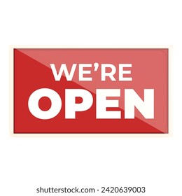 We are open shop icon cartoon vector. Board welcome. Street shop