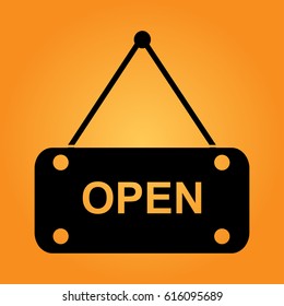 We are Open Sign - sign with information welcoming shop visitors