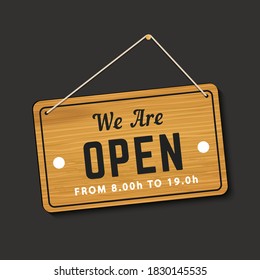 we are open sign vector template
