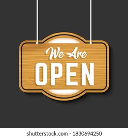 we are open sign vector template