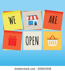 We are open store concept on sticky notes