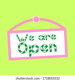 We are open text vector vintage made for reopening after Covid19 outbreak 