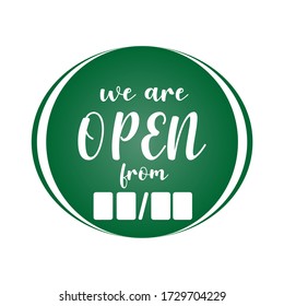 We are open text vector vintage made for reopening after Covid19 outbreak