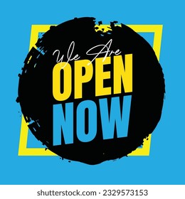 We are open today sign design, We are open now social media post icon, We are open tonight restaurant signboard vector