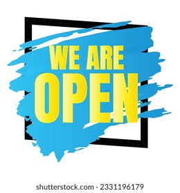 We are open today sign design, We are open now social media post icon, We are open tonight restaurant signboard vector