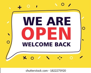 we are open, welcome back after pandemic vector illustration design