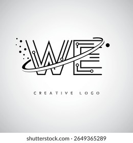 WE Orbit Monogram Logo - Futuristic Minimal Letter mark with Circular Line Art, Tech-Inspired Dots and Space Motion Concept for Modern Branding Identity (Logotipo de Monograma de Órbita - Marca de Letra Mínima Futurista com Linha de Arte Circular, Pontos Inspirados na Tecnologia e Conceito de Movimento Espacial para Identidade de Marca Moderna)