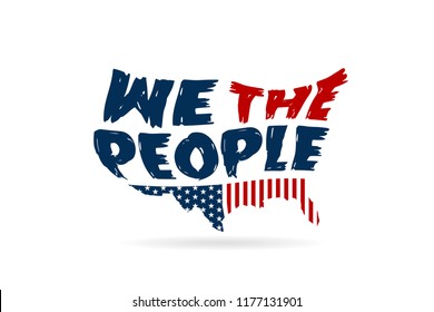 We The People Constitution word in USA map