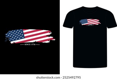 We the People Patriotic Flag Design. 1776 Grunge Flag Design. Distressed American Flag.