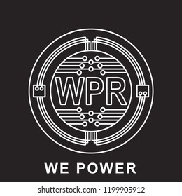 we power coin Cryptocurrency  icon with black background