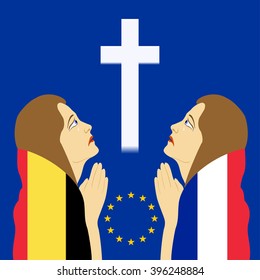 We pray for the victims in Europe, vector.