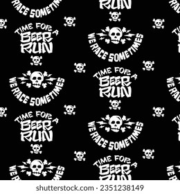 We Race Sometimes Skull Hand Draw Pattern Illustration