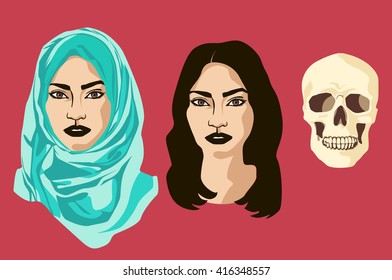 we are the same inside, Asian woman with scarf, portrait