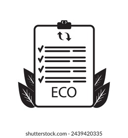 We save the environment. List and checkmarks on paper holder and word Eco