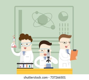 We are a Scientist, vector illustration education cartoon concept