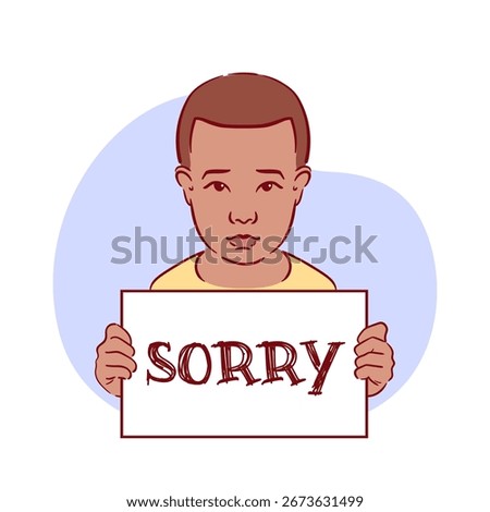 We sincerely apologize A heartfelt gesture from a young boy displaying a message on a sign