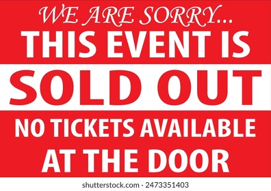 We are sorry this event is sold out notice vector