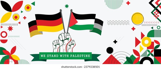 Apoyamos a Palestina, pancarta Abstract celebración decoración geométrica diseño vector ilustración