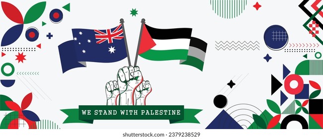 We Stand With Palestine, banner Abstract celebration geometric decoration design vector illustration