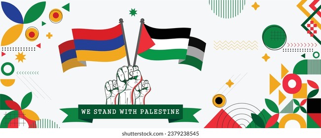 Apoyamos a Palestina, pancarta Abstract celebración decoración geométrica diseño vector ilustración