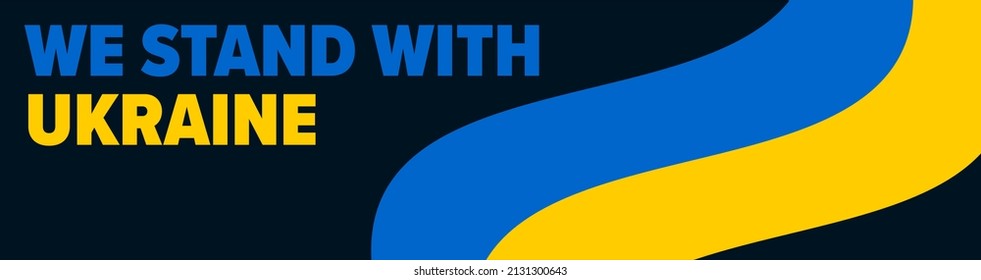 We Stand With Ukraine Banner. Ukraine Support Banner with Flag of Ukraine