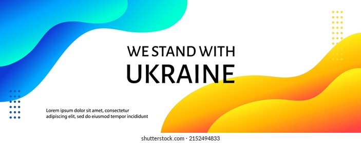 We stand with Ukraine. Vector abstract banner with ukrainian flag colors to support Ukraine. Social media cover, web header