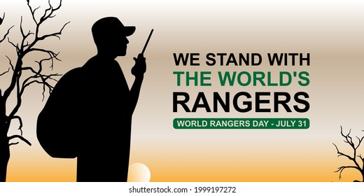 we stand with the world's rangers poster, banner vector. world rangers day concept ilustration. ps 10