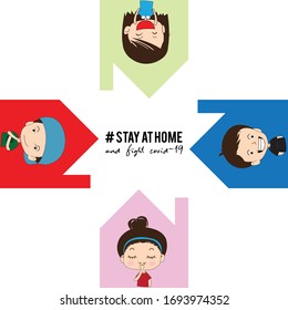 we stay at home awareness social media campaign and covid-19 prevention we smiling and fight covid-19 
