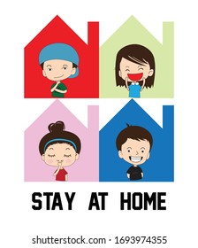 we stay at home awareness social media campaign and covid-19 prevention we smiling and fight covid-19 