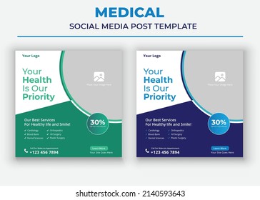 We Take Care of your Good Health poster, Medical Social Media Post and Flyer Template, Modern Health care Social Media Template Design
