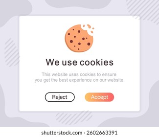 We use cookies concept.Website policy notification. Accept cookies mobile web page template.
