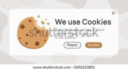 We Use Cookies - vector pop up window, for landing page of website.