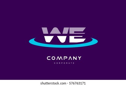 we w e cyan magenta blue letter combination alphabet vector company logo icon sign design template 