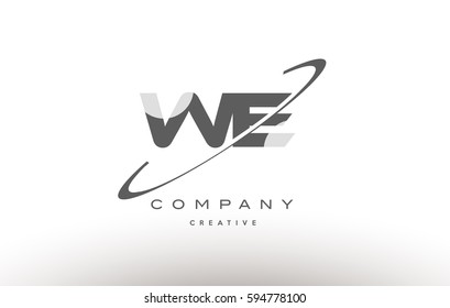 we w e  grey swoosh white alphabet company logo line design vector icon template 