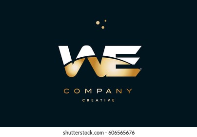 we w e  white yellow gold golden metal metallic luxury alphabet company letter logo design vector icon template