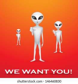 We want you, alien recruitment poster - illustration