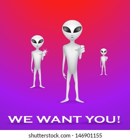 We want you, alien recruitment poster - illustration