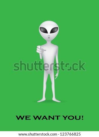 We want you, alien recruitment poster - illustration