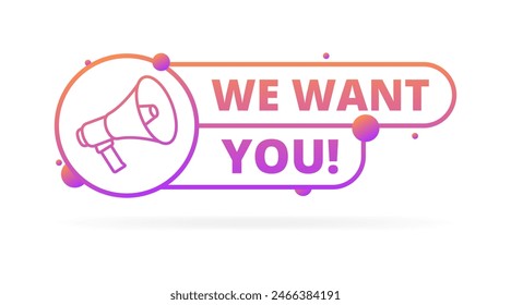 We want you banner icon. Flat style. Vector icon