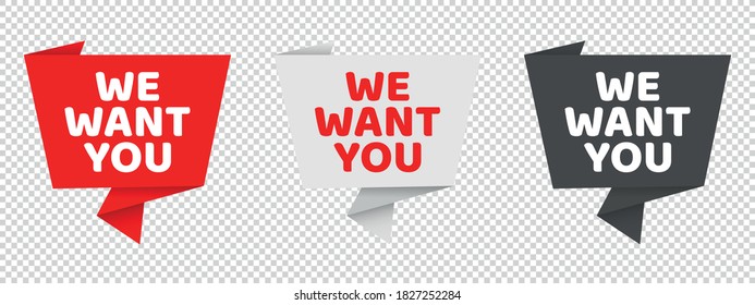 We Want You Concept Icons - Business Vector Illustrations - Isolated On Transparent Background