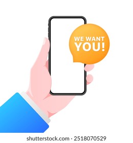 Queremos su icono de mensaje. Icono de teléfono. Estilo plano. Icono de Vector.