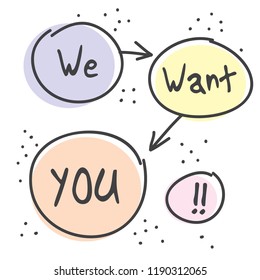 We Want You - Poster or Banner Abstract Design, vector illustration